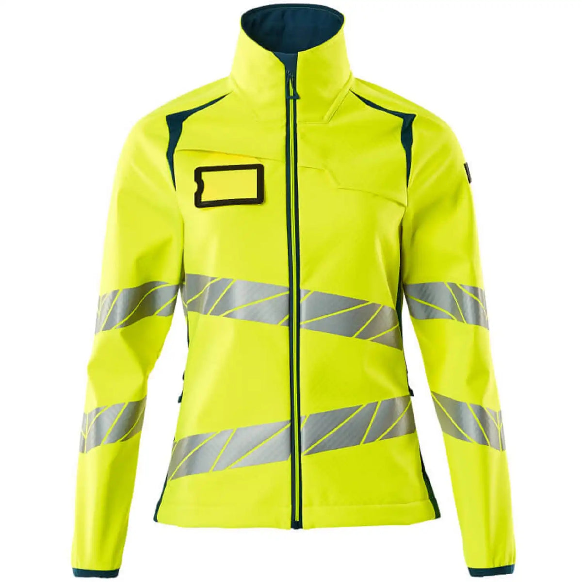 Mascot Damen Accelerate Safe Warn-Softhelljacke – gelb/dunkelpetroleum
