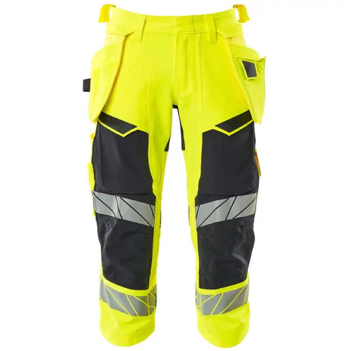 Mascot Accelerate Safe Warn-Dreiviertel-Hose – gelb/schwarzblau