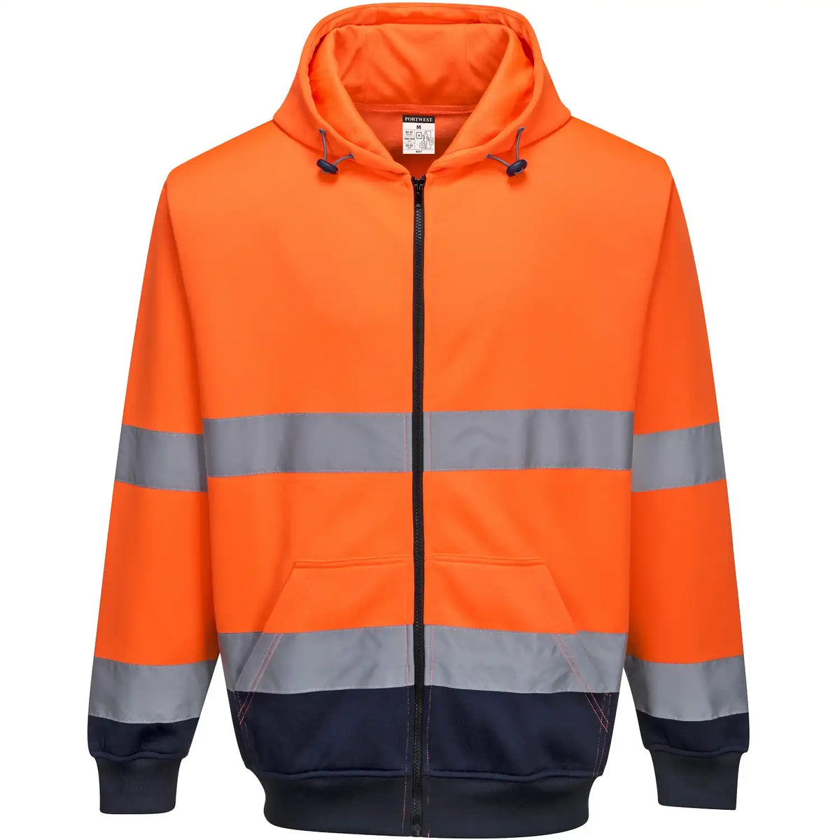 Portwest B317 Warnschutz Kapuzen-Sweatjacke – orange/marine