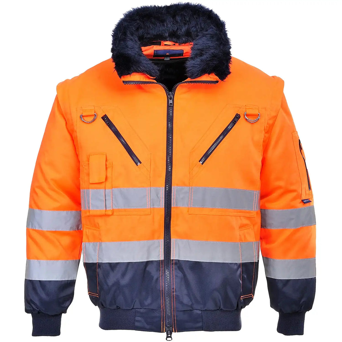 Portwest PJ50 Warnschutz Pilotenjacke 3in1 – orange/marine