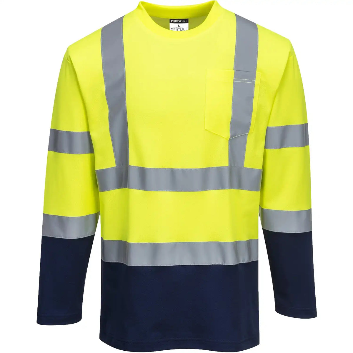 Portwest S280 Komfort Warnschutz Langarmshirt – gelb/marine