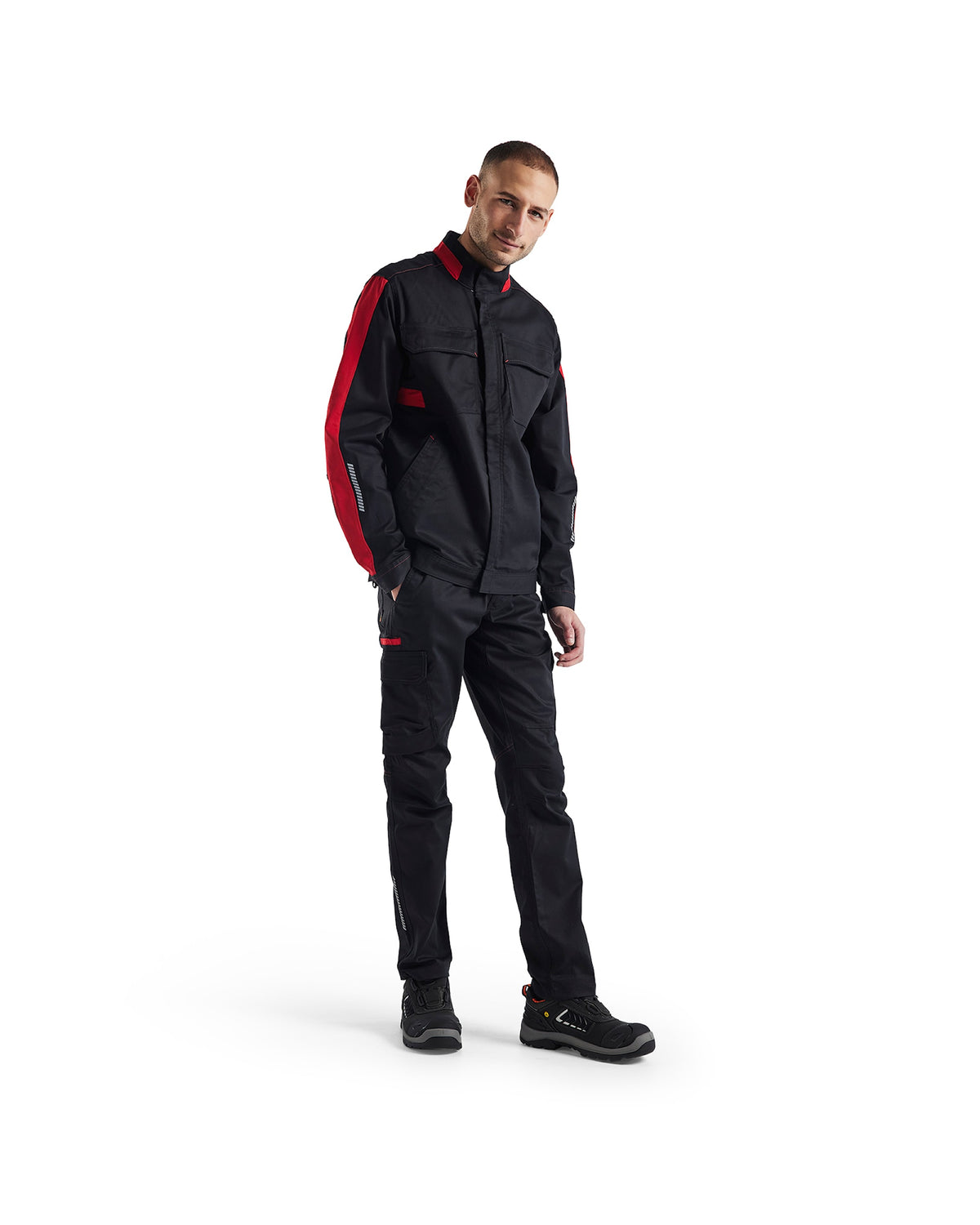 Blåkläder 4444 Industrie Stretch Bundjacke – schwarz/rot