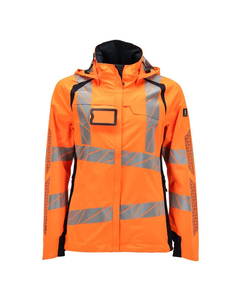Mascot Damen Accelerate Safe Warnschutz Regenjacke – orange/schwarzblau