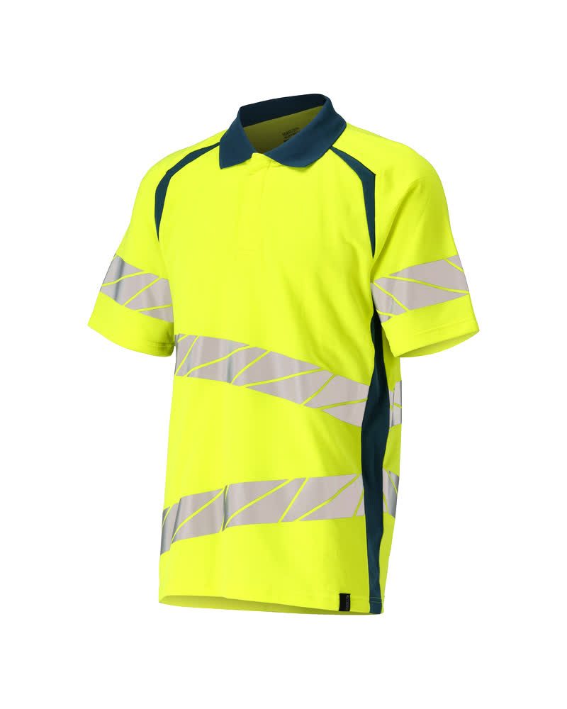 Mascot Accelerate Safe Warnschutz Polo-Shirt – gelb/dunkelpetroleum
