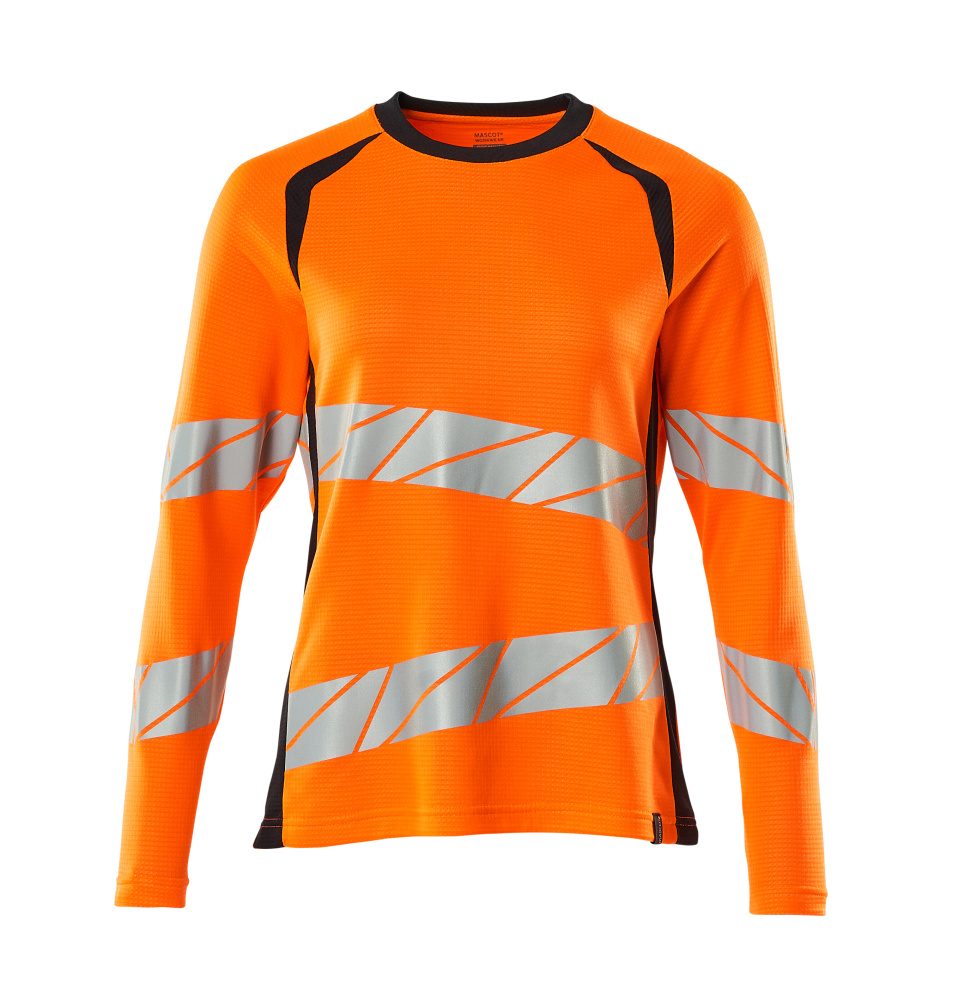 Mascot Damen Accelerate Safe Warn-Langarmshirt – orange/schwarzblau