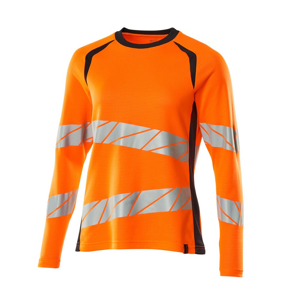 Mascot Damen Accelerate Safe Warn-Langarmshirt – orange/schwarzblau