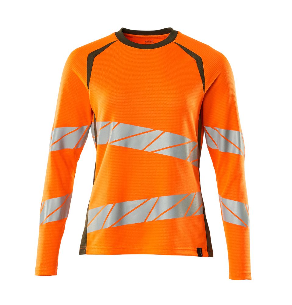 Mascot Damen Accelerate Safe Warn-Langarmshirt – orange/moosgrün