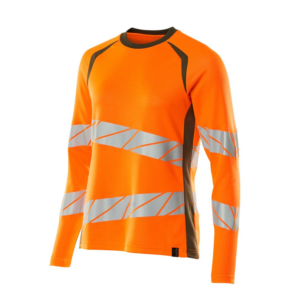 Mascot Damen Accelerate Safe Warn-Langarmshirt – orange/moosgrün