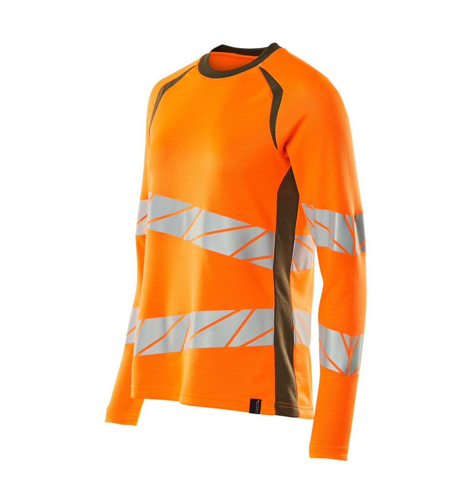 Mascot Damen Accelerate Safe Warn-Langarmshirt – orange/moosgrün