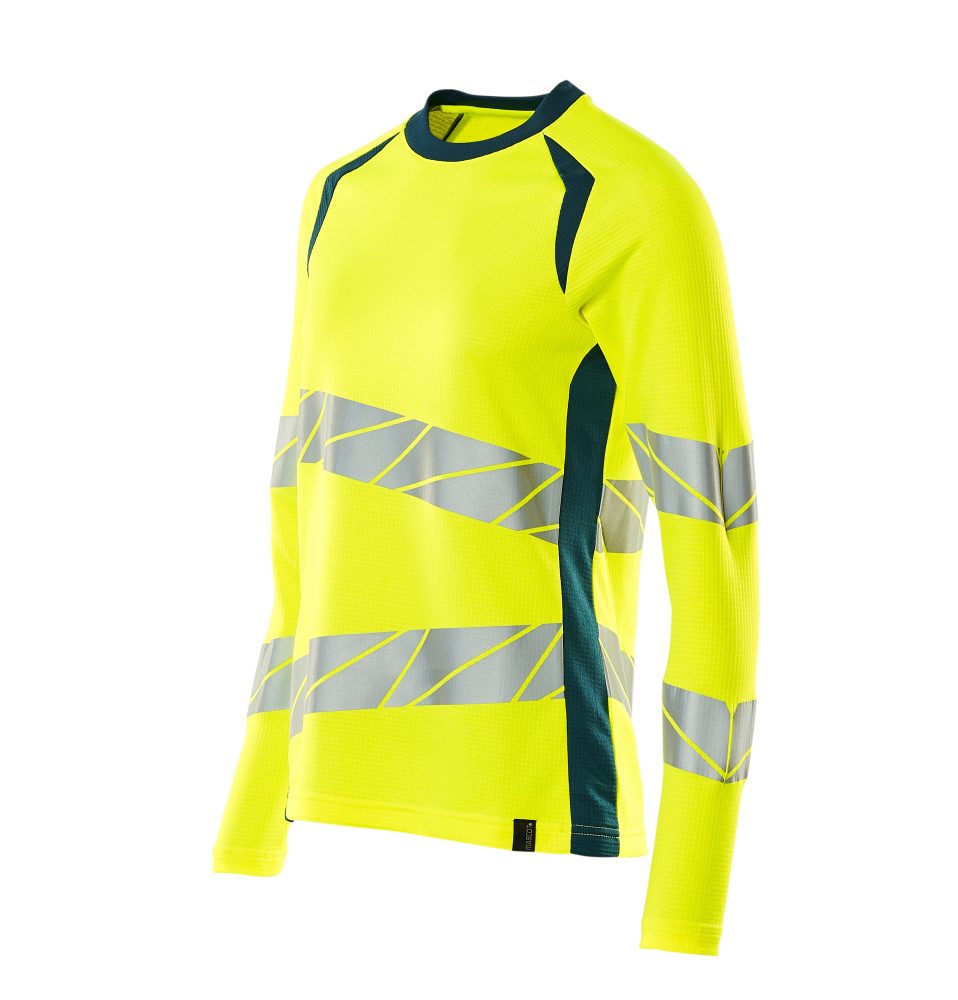 Mascot Damen Accelerate Safe Warn-Langarmshirt – gelb/dunkelpetroleum