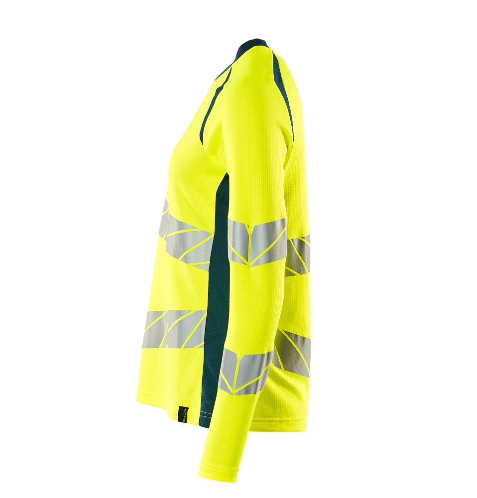 Mascot Damen Accelerate Safe Warn-Langarmshirt – gelb/dunkelpetroleum