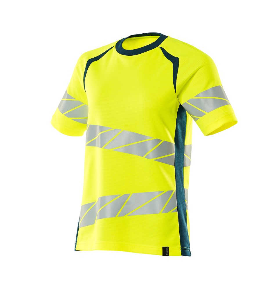 Mascot Damen Accelerate Safe Warnschutz T-Shirt – gelb/dunkelpetroleum