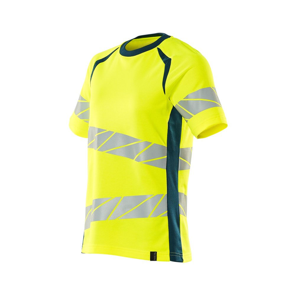 Mascot Damen Accelerate Safe Warnschutz T-Shirt – gelb/dunkelpetroleum