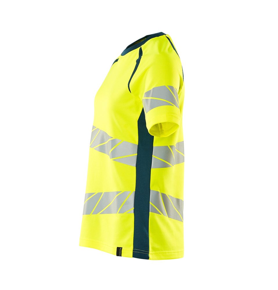 Mascot Damen Accelerate Safe Warnschutz T-Shirt – gelb/dunkelpetroleum