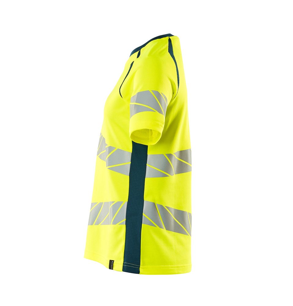 Mascot Damen Accelerate Safe Warnschutz T-Shirt – gelb/dunkelpetroleum