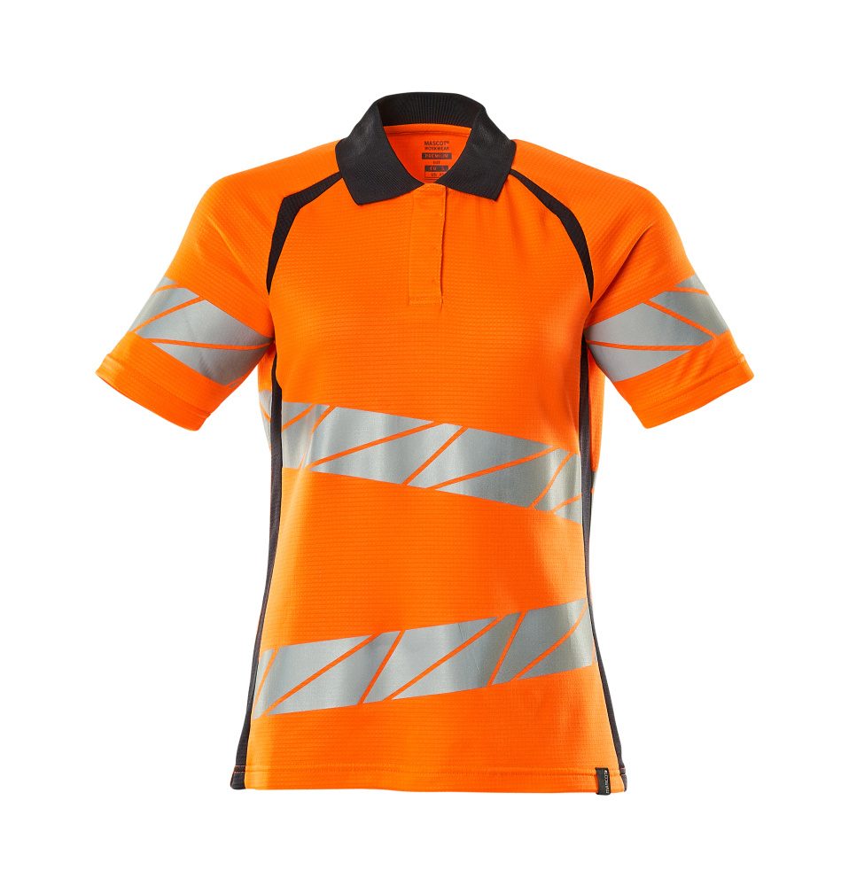 Mascot Damen Accelerate Safe Warnschutz Polo-Shirt – orange/schwarzblau