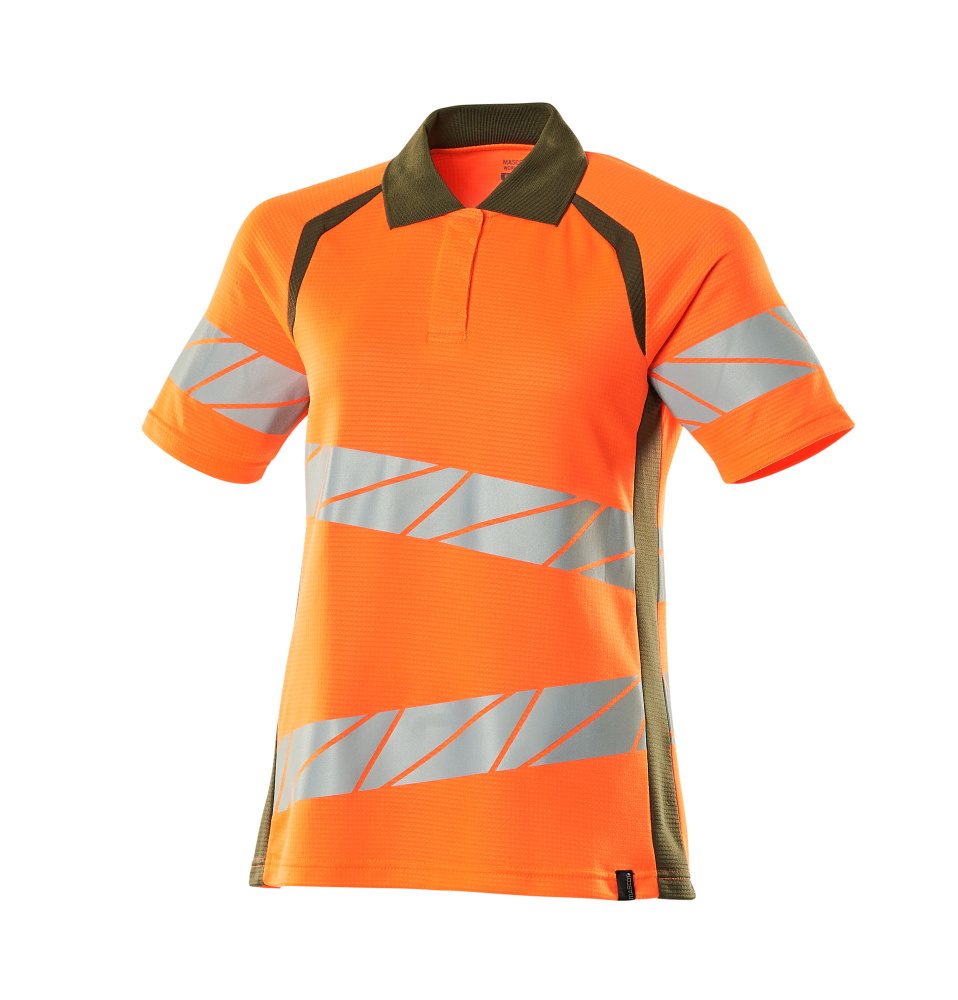 Mascot Damen Accelerate Safe Warnschutz Polo-Shirt – orange/moosgrün