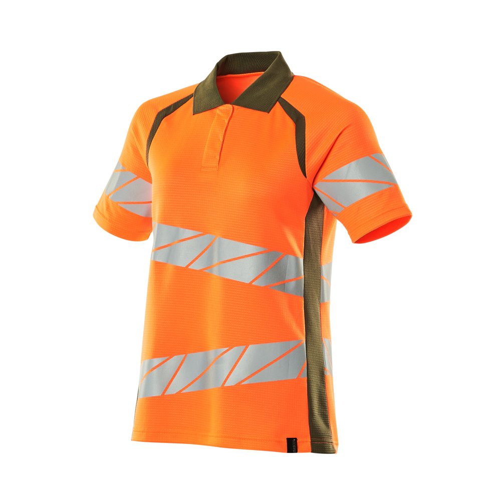 Mascot Damen Accelerate Safe Warnschutz Polo-Shirt – orange/moosgrün