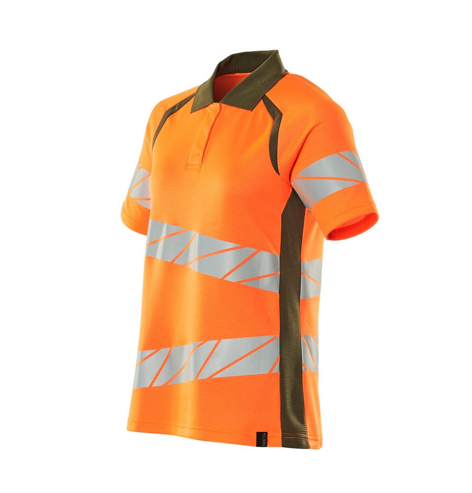 Mascot Damen Accelerate Safe Warnschutz Polo-Shirt – orange/moosgrün