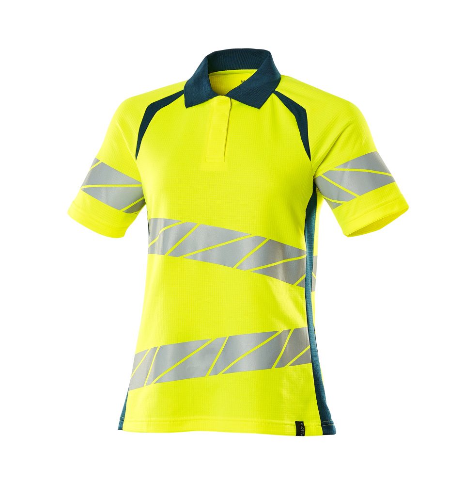 Mascot Damen Accelerate Safe Warnschutz Polo-Shirt – gelb/dunkelpetroleum