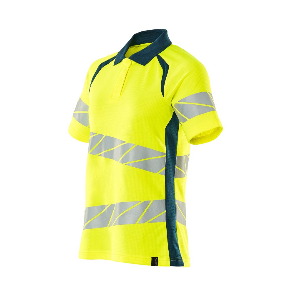 Mascot Damen Accelerate Safe Warnschutz Polo-Shirt – gelb/dunkelpetroleum