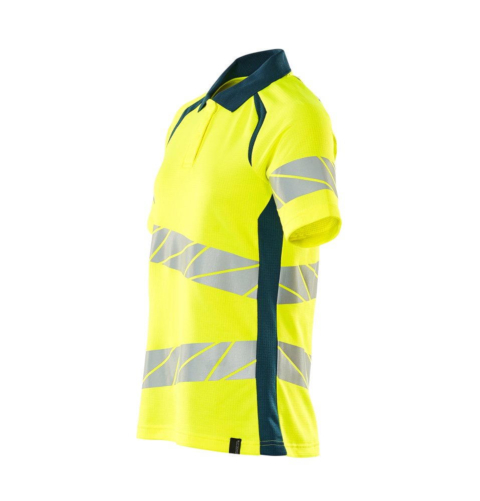 Mascot Damen Accelerate Safe Warnschutz Polo-Shirt – gelb/dunkelpetroleum