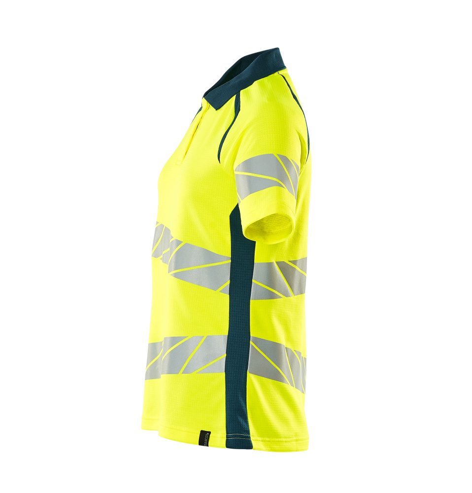 Mascot Damen Accelerate Safe Warnschutz Polo-Shirt – gelb/dunkelpetroleum
