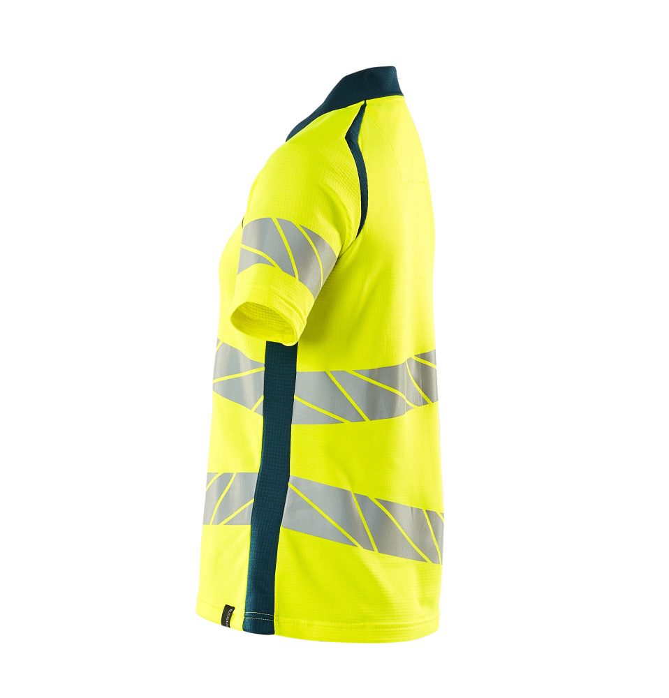 Mascot Damen Accelerate Safe Warnschutz Polo-Shirt – gelb/dunkelpetroleum