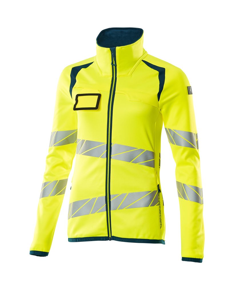 Mascot Damen Accelerate Safe Warn-Fleecejacke – gelb/dunkelpetroleum