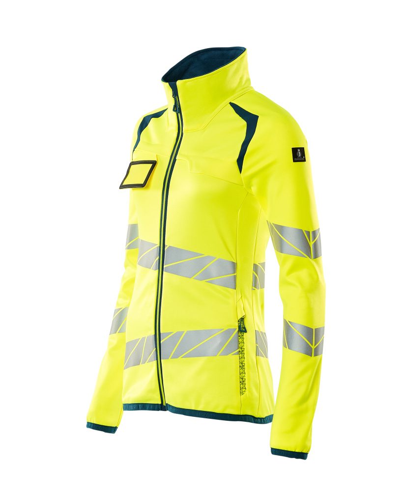 Mascot Damen Accelerate Safe Warn-Fleecejacke – gelb/dunkelpetroleum