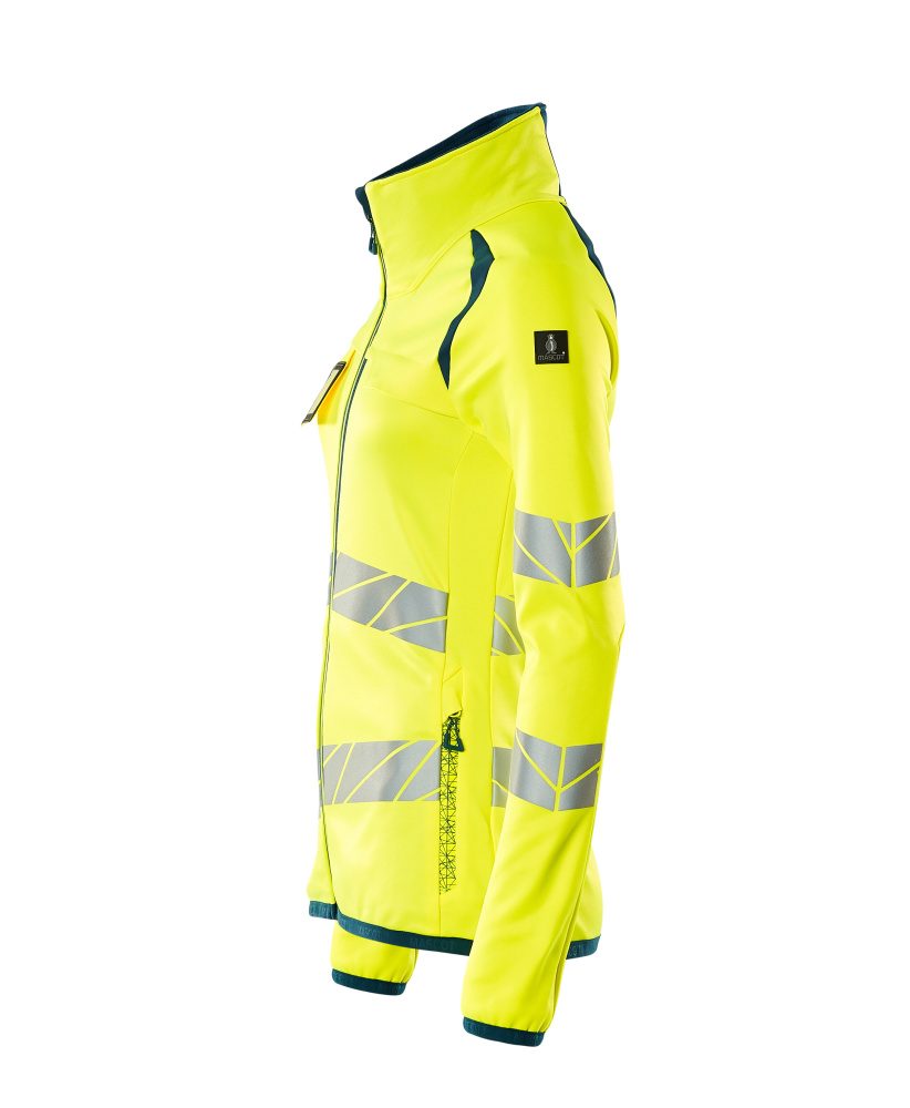 Mascot Damen Accelerate Safe Warn-Fleecejacke – gelb/dunkelpetroleum