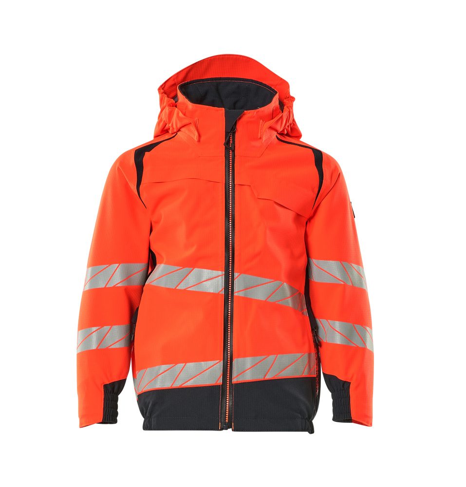 Mascot Accelerate Safe Kinder HiVis Hardshelljacke – rot/schwarzblau