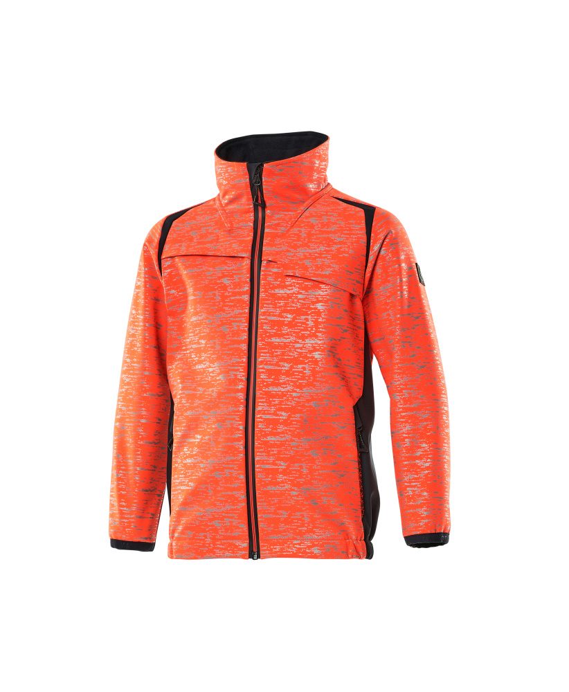 Mascot Accelerate Safe Kinder HiVis Softshelljacke – rot/schwarzblau