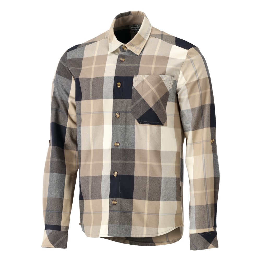 Mascot 22904-446 Customized Flanellhemd – dunkel-sandbeige-kariert