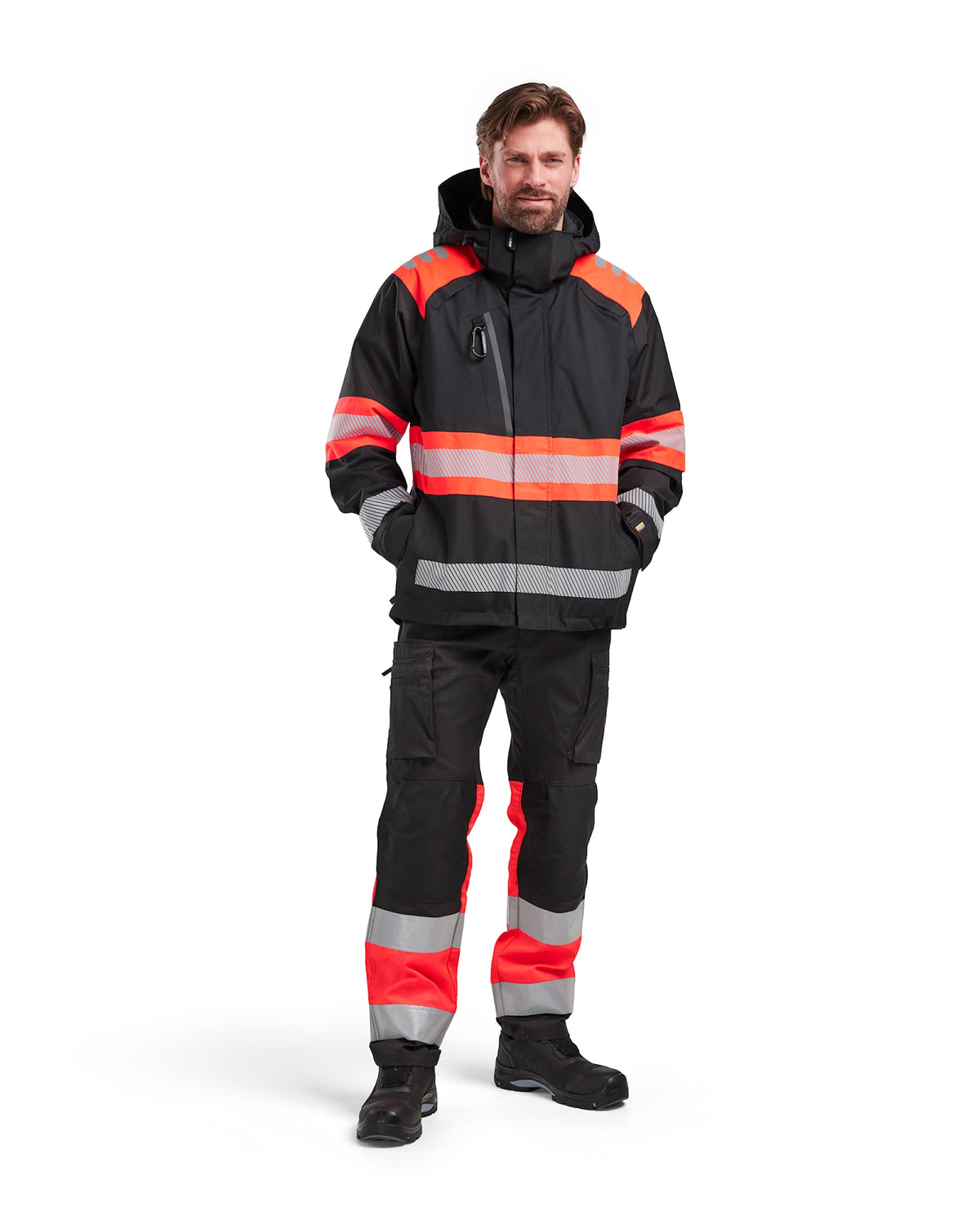 Blåkläder 4420 Warnschutz Regenjacke Kl. 1 – schwarz/rot