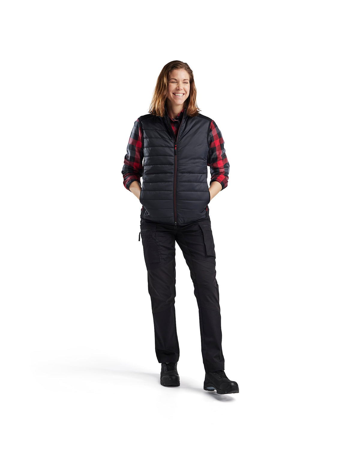 Blåkläder Damen 3864 Unite Steppweste – schwarz/rot