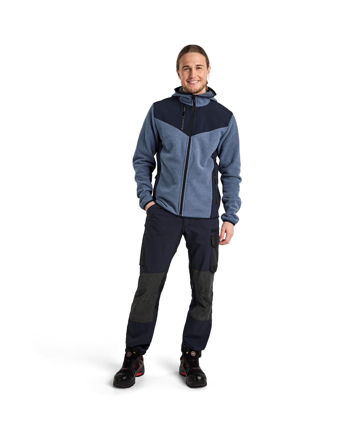 Blåkläder 5940 Strickjacke – taubenblau/dunkelmarine