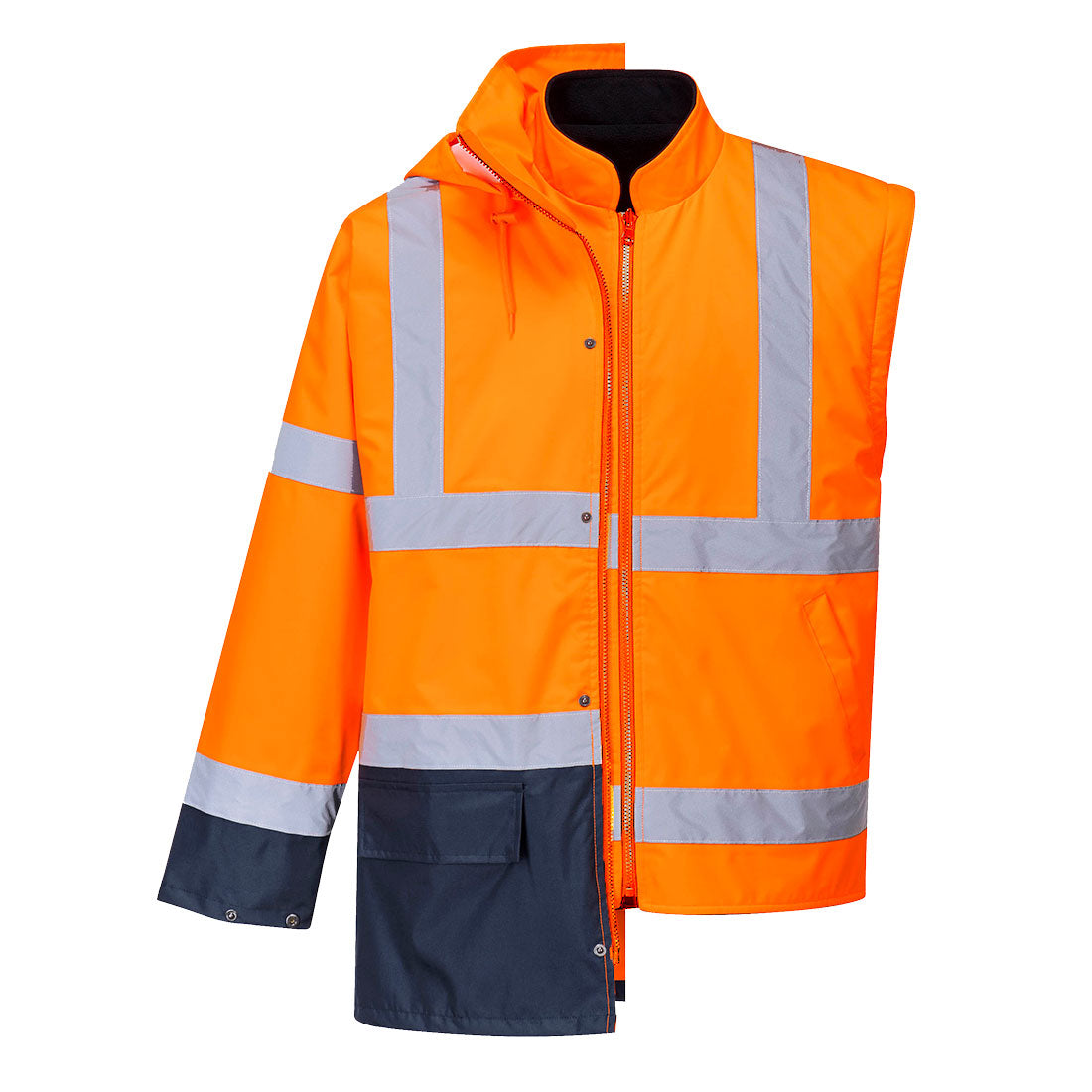 Portwest S766 Warnschutz Winterjacke 5in1 – orange/marine