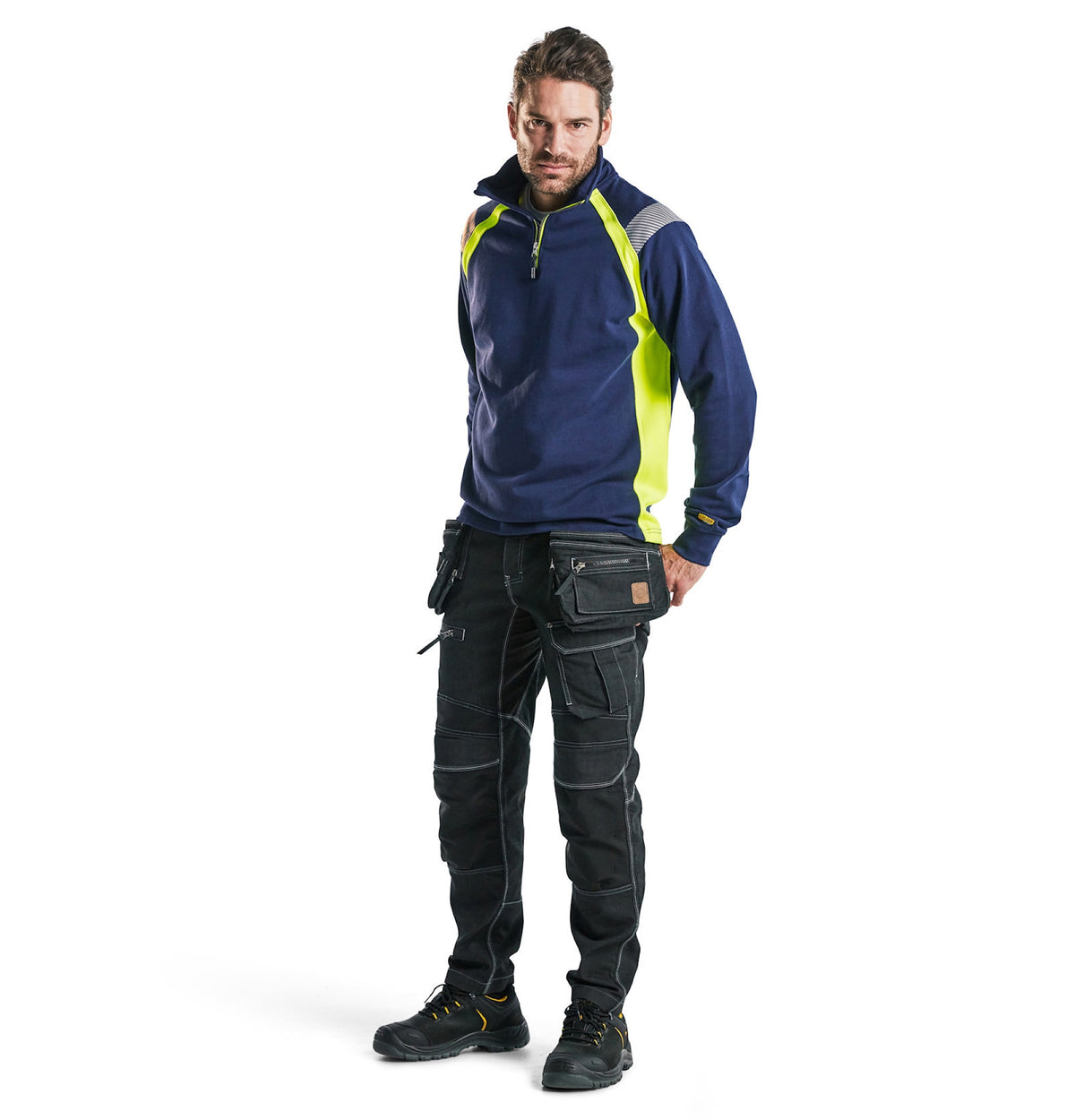 Blåkläder 3432 Zip-Sweatshirt – marine/gelb