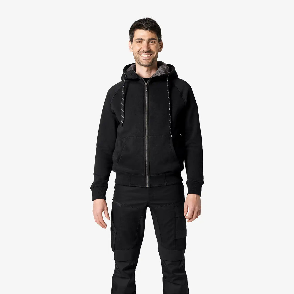 FHB Kapuzen-Sweatjacke mit Webpelz JÖRG schwarz