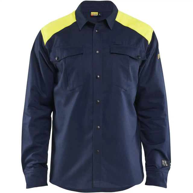 Blåkläder 3238 Multinorm Arbeitshemd marine/gelb – blau