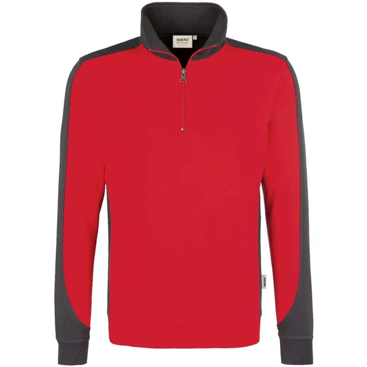 Hakro Performance 476 Zip-Sweatshirt Contrast – rot