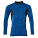 Mascot Coolmax Pro Accelerate Langarm-Poloshirt – azurblau/schwarzblau