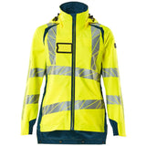 Mascot Damen Accelerate Safe Warnschutz Regenjacke – gelb/dunkelpetroleum