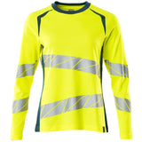 Mascot Damen Accelerate Safe Warn-Langarmshirt – gelb/dunkelpetroleum