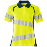 Mascot Damen Accelerate Safe Warnschutz Polo-Shirt – gelb/dunkelpetroleum