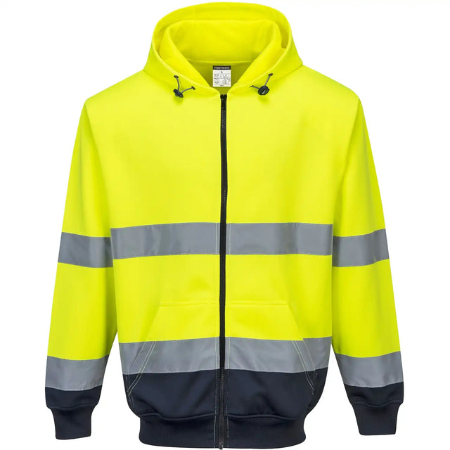Portwest B317 Warnschutz Kapuzen-Sweatjacke – gelb/marine