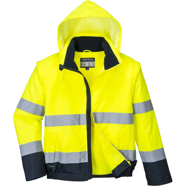 Portwest 2in1 C464 Essential Warnschutzwinterjacke – gelb/marine