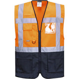 Portwest Warschau Kl. 1 Warnweste Executive – orange/marine