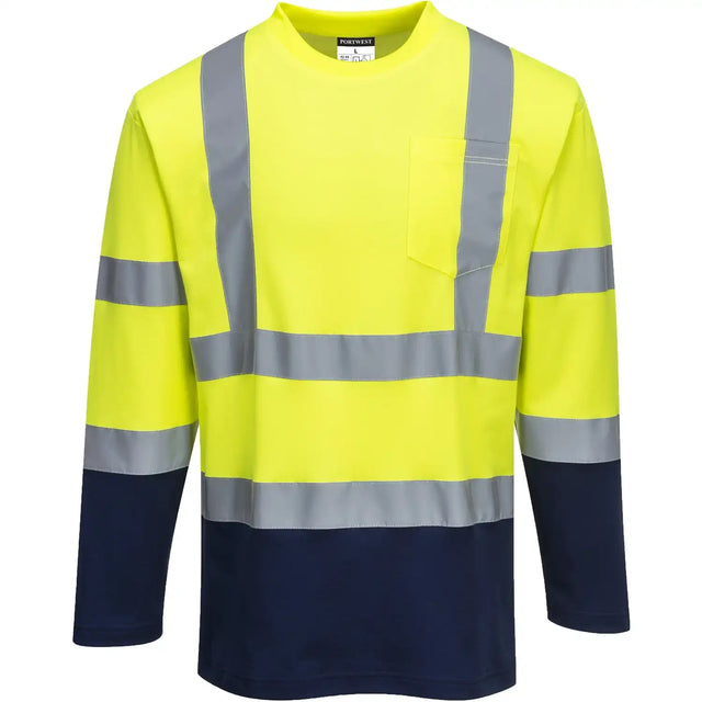 Portwest S280 Komfort Warnschutz Langarmshirt – gelb/marine